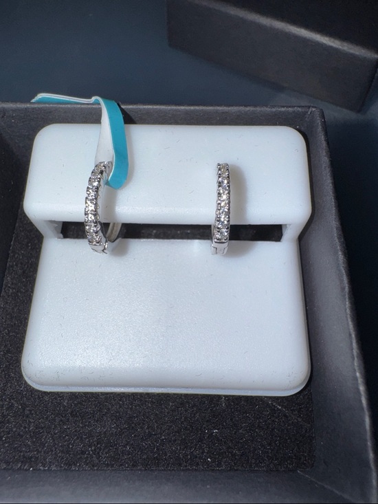 Jewelry - Sterling Silver Moissanite Hoop Earrings - White